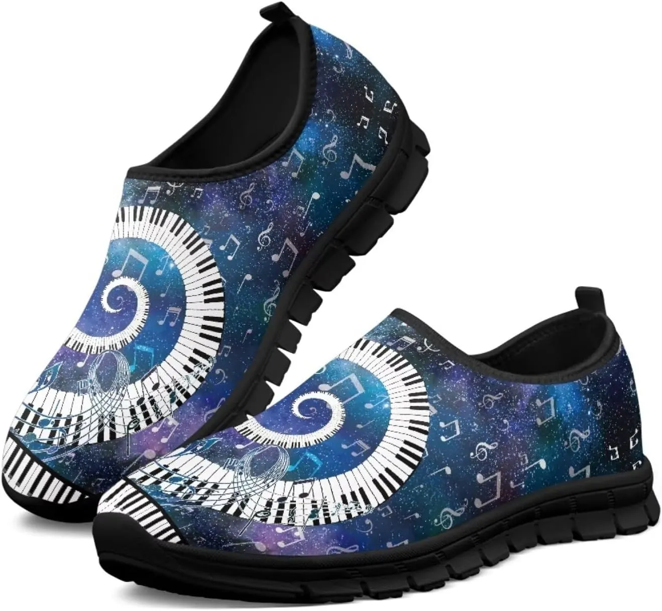Music Walking Shoes for Women,Low Top Casual Sneaker Light Weight Road Running Shoes Breathable Teenis Workout Sneakers
