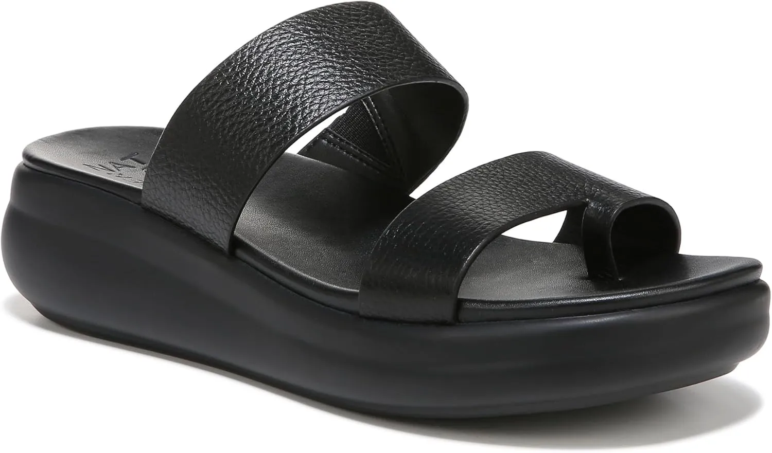 Naturalizer Women's Drift 2 Slip On Platform Sandal Slide Sandal Black Leather 9.5 M