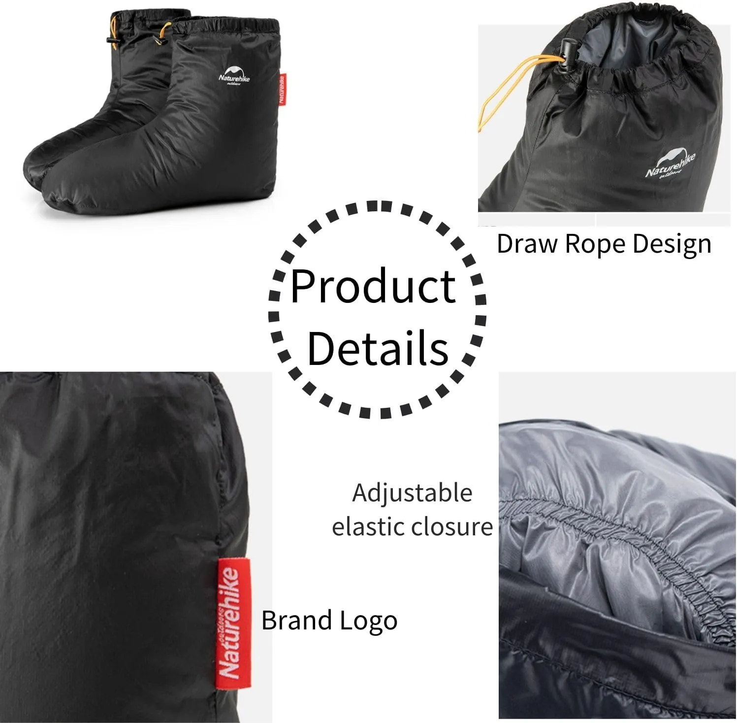 Naturehike Ultralight Winter Goose Down Booties, Camping Warm & Cozy Down Sleeping Socks for Men & Women, Down Filled Slipper Boots with Storage Bag
