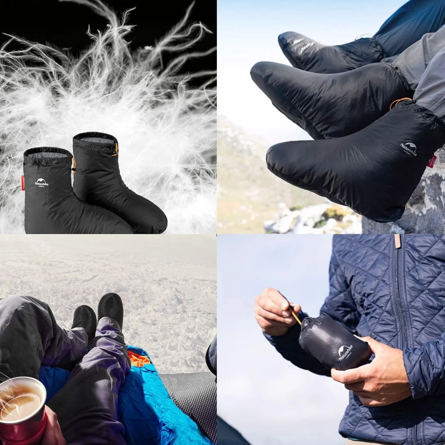Naturehike Ultralight Winter Goose Down Booties, Camping Warm & Cozy Down Sleeping Socks for Men & Women, Down Filled Slipper Boots with Storage Bag