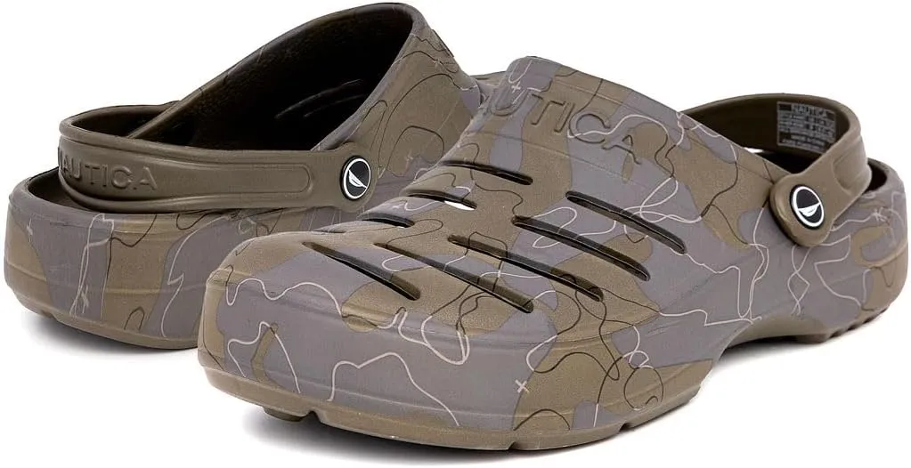 Nautica Men's Clogs - Athletic Sports Sandal - Slip-On with Adjustable Back Strap - (Water Shoes/Fuzzy Slippers) River Edge