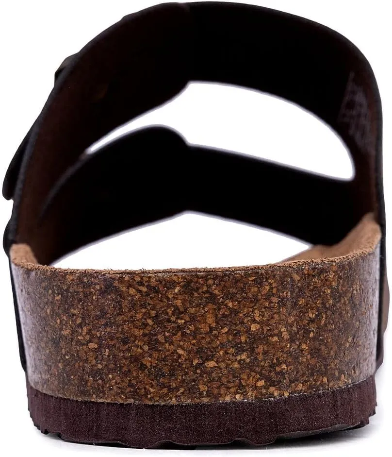 Nautica Men's Sandals - Casual Slides with 2 Adjustable Buckle Straps and Cork Footbed for Ultimate Comfort and Style (Regular/Wide Width, Big Size)
