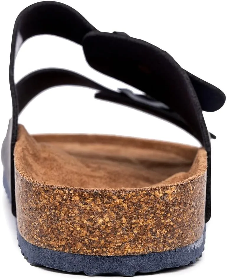 Nautica Men's Sandals - Casual Slides with 2 Adjustable Buckle Straps and Cork Footbed for Ultimate Comfort and Style (Regular/Wide Width, Big Size)