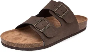 Nautica Men's Sandals - Casual Slides with 2 Adjustable Buckle Straps and Cork Footbed for Ultimate Comfort and Style (Regular/Wide Width, Big Size)