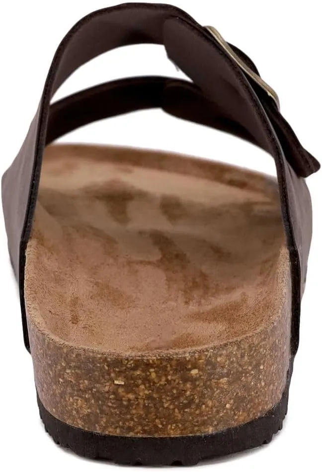 Nautica Men's Sandals - Casual Slides with 2 Adjustable Buckle Straps and Cork Footbed for Ultimate Comfort and Style (Regular/Wide Width, Big Size)