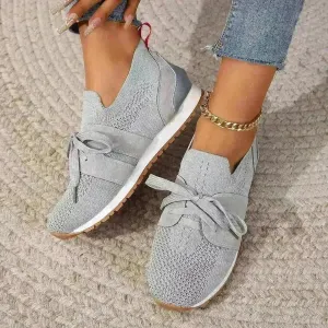 New Lace Up Mesh Flats Shoes For Women Breathable Casual Breathable Walking Wedges Sneaker Shoes for Women