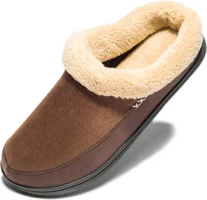 NewDenBer Men's Warm Memory Foam Slippers Suede Plush Fleece Lined Slip on Indoor Outdoor Clog House Shoes