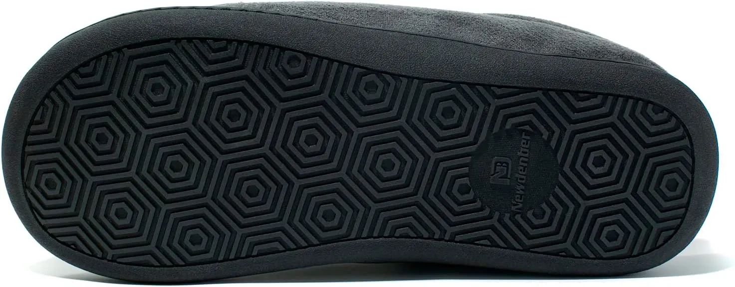 NewDenBer Men's Warm Memory Foam Suede Plush Fleece Lined Slip on Indoor Outdoor Clog House Slippers