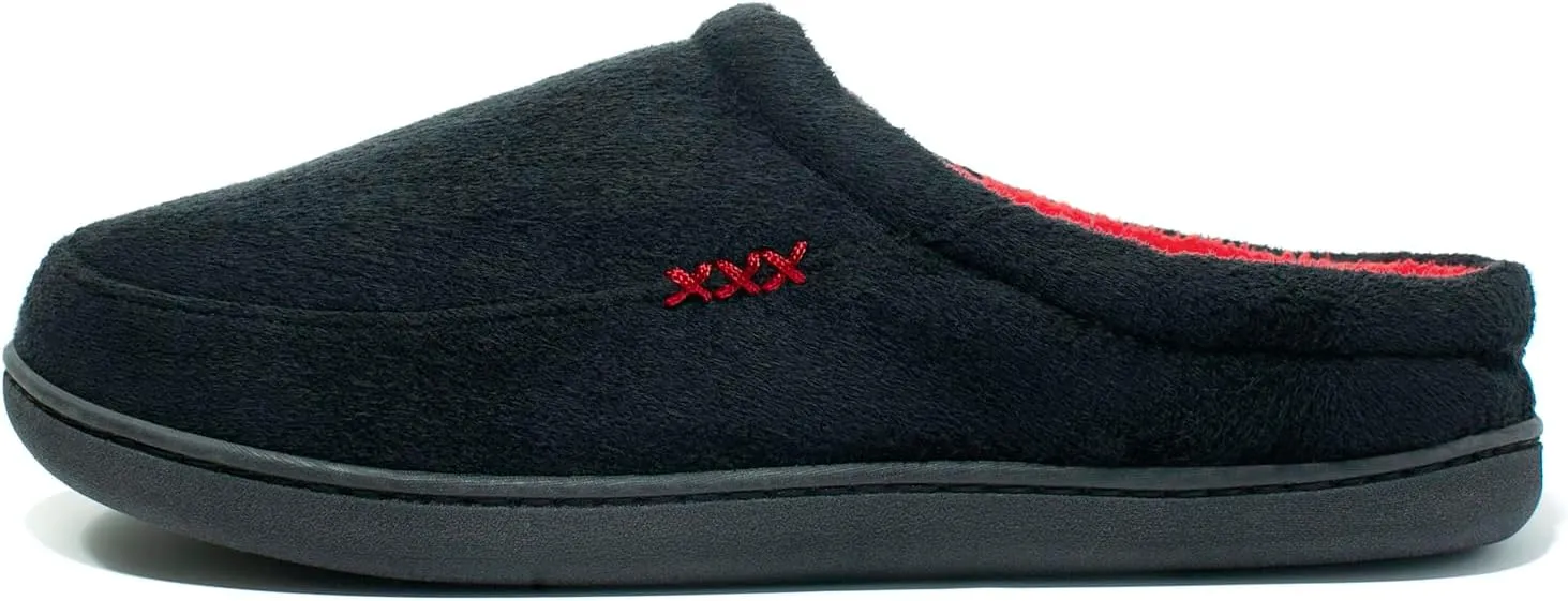 NewDenBer Men's Warm Memory Foam Suede Plush Fleece Lined Slip on Indoor Outdoor Clog House Slippers