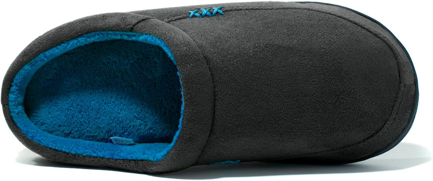 NewDenBer Men's Warm Memory Foam Suede Plush Fleece Lined Slip on Indoor Outdoor Clog House Slippers