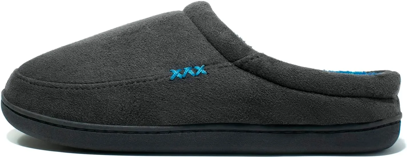 NewDenBer Men's Warm Memory Foam Suede Plush Fleece Lined Slip on Indoor Outdoor Clog House Slippers