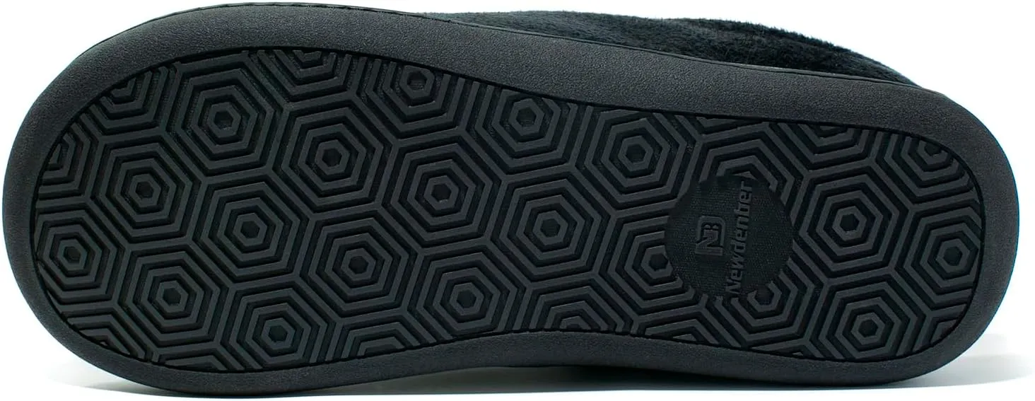 NewDenBer Men's Warm Memory Foam Suede Plush Fleece Lined Slip on Indoor Outdoor Clog House Slippers