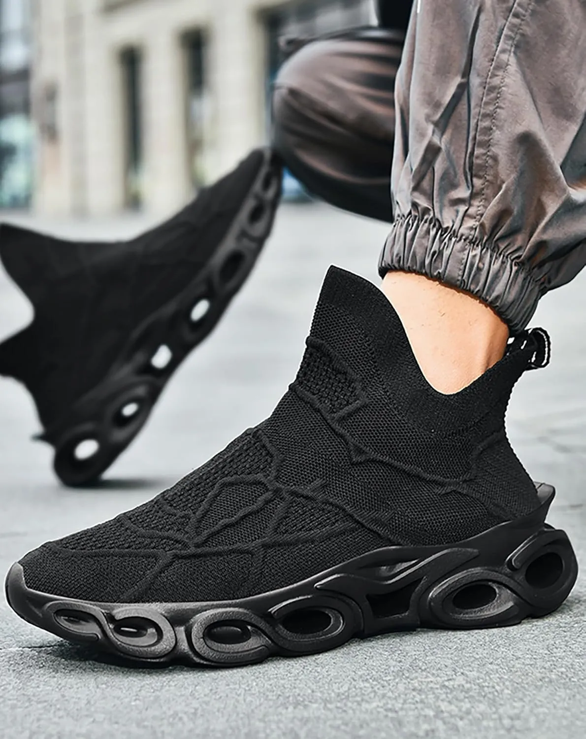 Niepce Inc Streetwear Breathable Knit Fashion Men's Sneakers