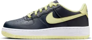Nike Air Force 1 Big Kids' Shoes (CT3839-400, Dark Obsidian/White/Luminous Green) Size 5