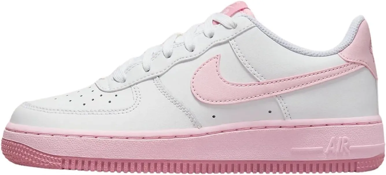Nike Air Force 1 Big Kids' Shoes (FV5948-100, White/Elemental Pink/Medium Soft Pink/Pink Foam) Size 5.5