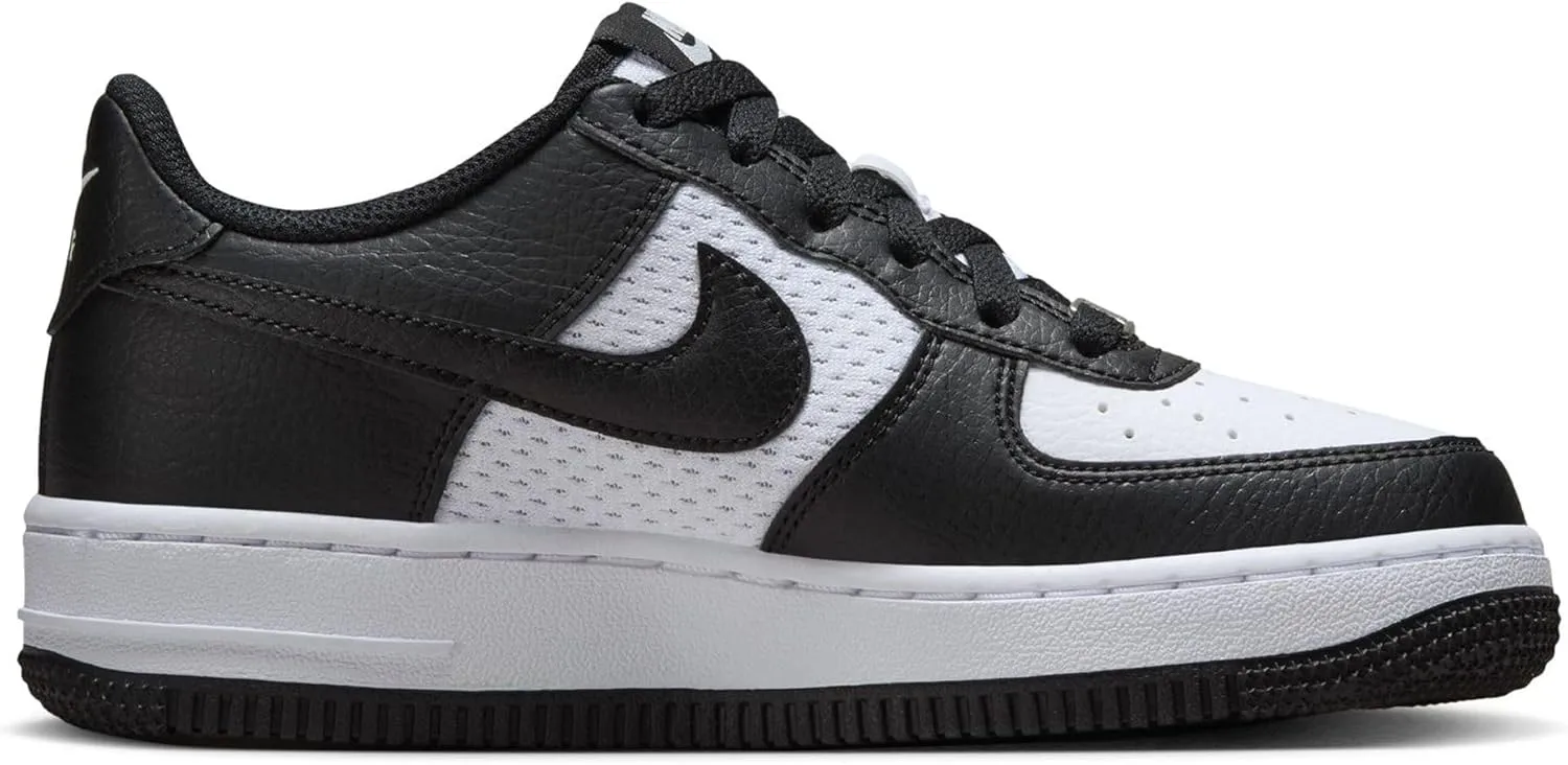 Nike Air Force 1 Big Kids' Shoes (HJ9201-001, Black/White/Black) Size 5.5