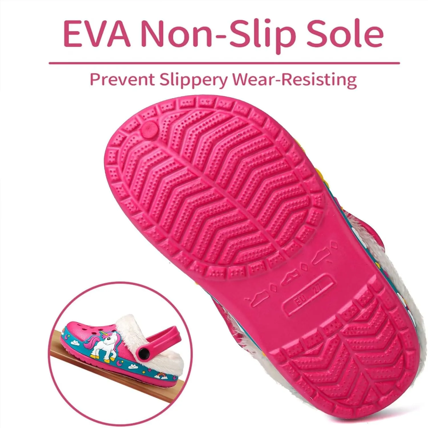 OHSNMAKSL Toddler Lined Clog Slippers Winter Garden Sandals Kids House Shoes Warm Slip On Sneakers Cartoon Slides for Boys and Girls Children Indoor Outdoor