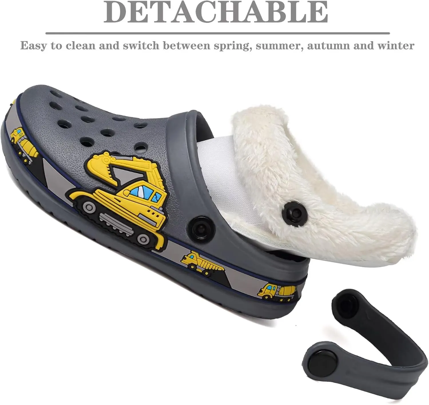 OHSNMAKSL Toddler Lined Clog Slippers Winter Garden Sandals Kids House Shoes Warm Slip On Sneakers Cartoon Slides for Boys and Girls Children Indoor Outdoor