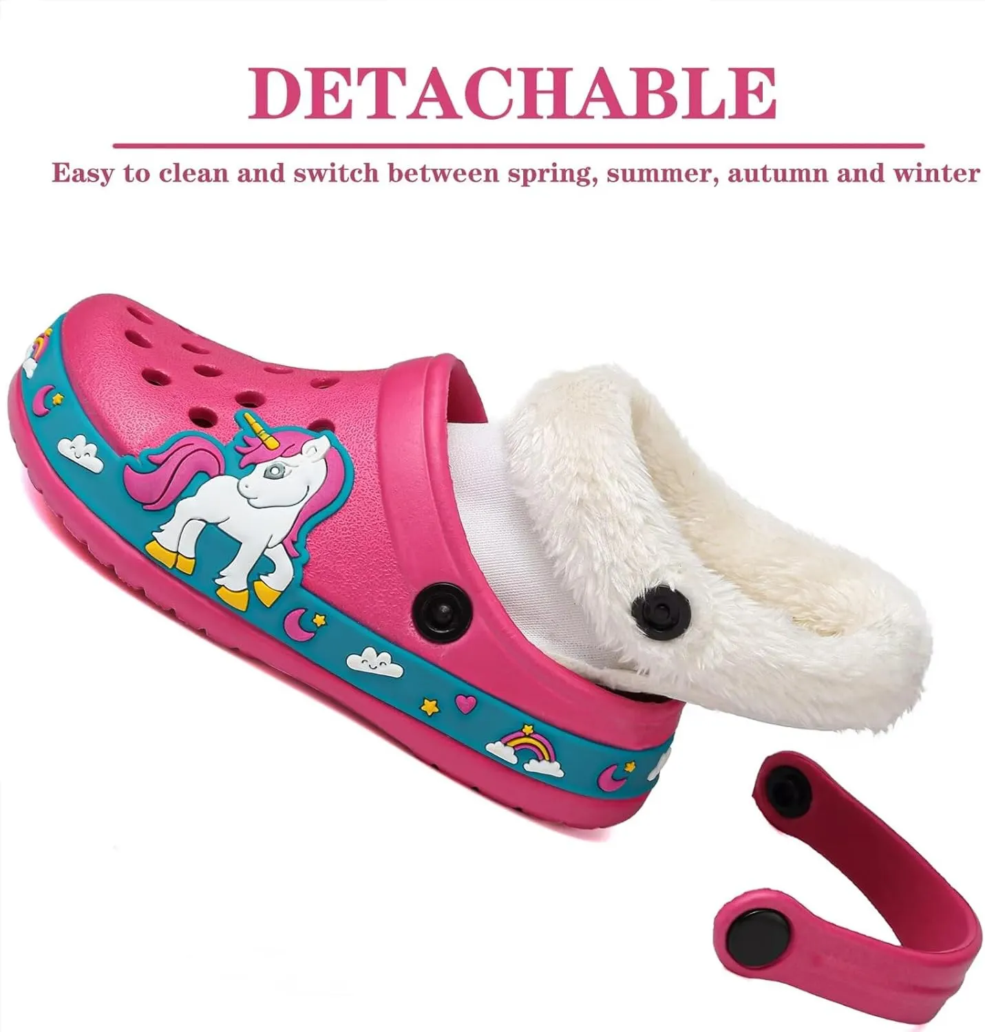 OHSNMAKSL Toddler Lined Clog Slippers Winter Garden Sandals Kids House Shoes Warm Slip On Sneakers Cartoon Slides for Boys and Girls Children Indoor Outdoor