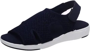 oiangi Summer Sandals for Women Platform Fashion Breathable Mesh Walking Shoes Solid Color Casual Comfortable Elastic Knit Slingback Ladies Shoes