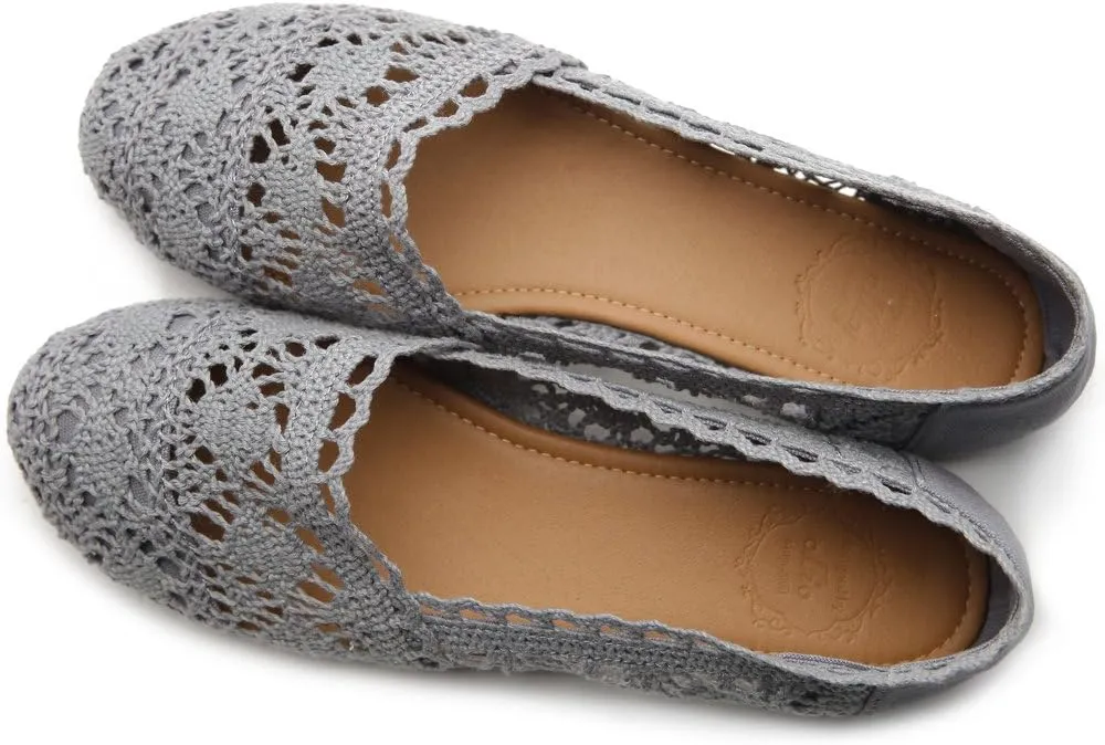 Ollio Womens Shoe Lace Ballet Breathable Flat