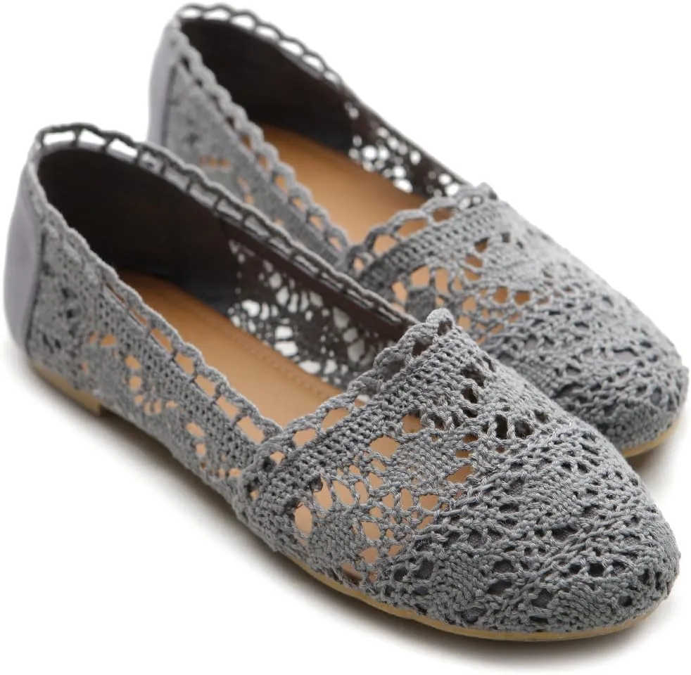 Ollio Womens Shoe Lace Ballet Breathable Flat