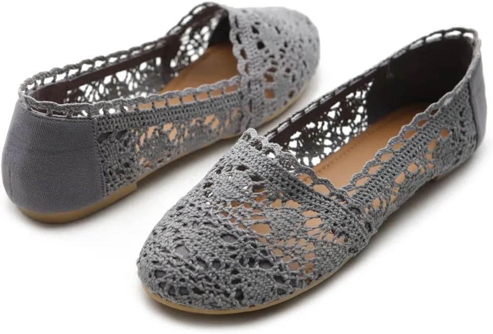 Ollio Womens Shoe Lace Ballet Breathable Flat