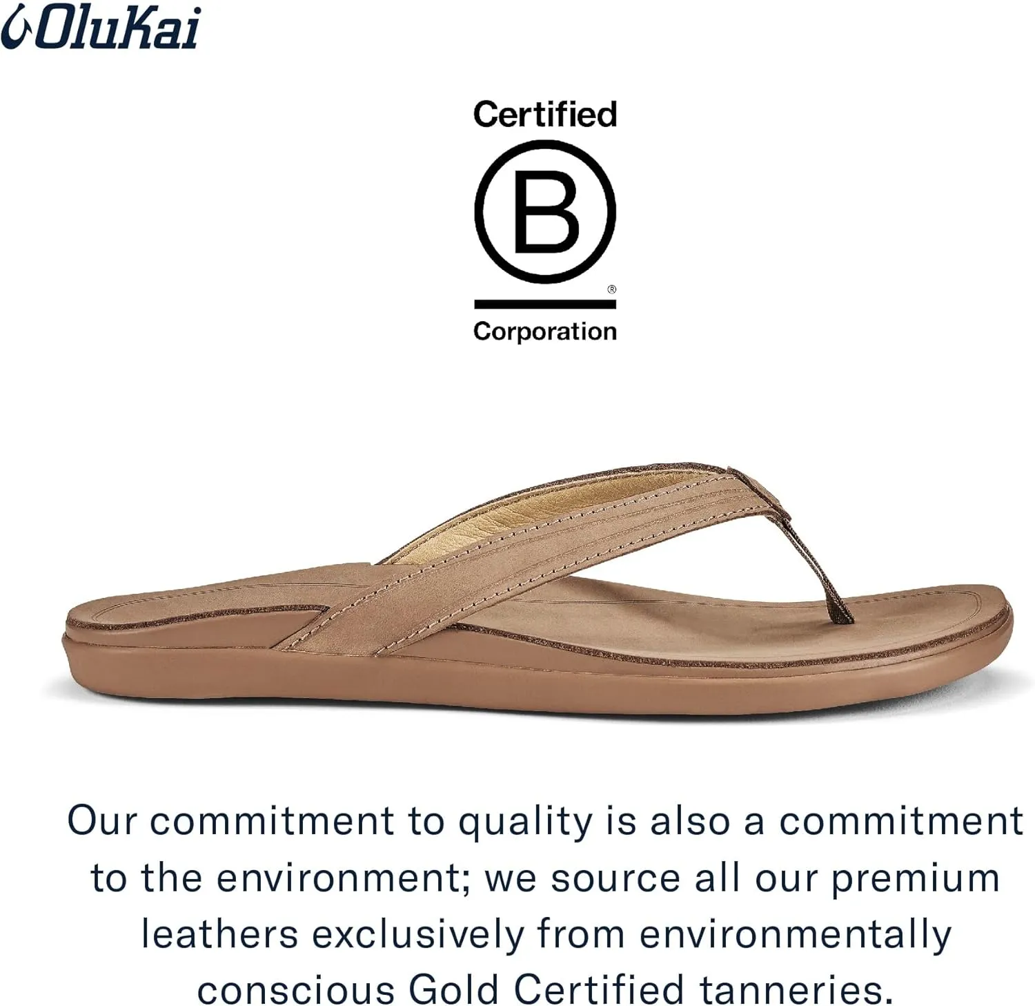 OLUKAI 'Aukai Women's Beach Sandals, Soft Leather Flip-Flop Slides with Non Marking Outsoles, Lightweight & All-Day Comfort