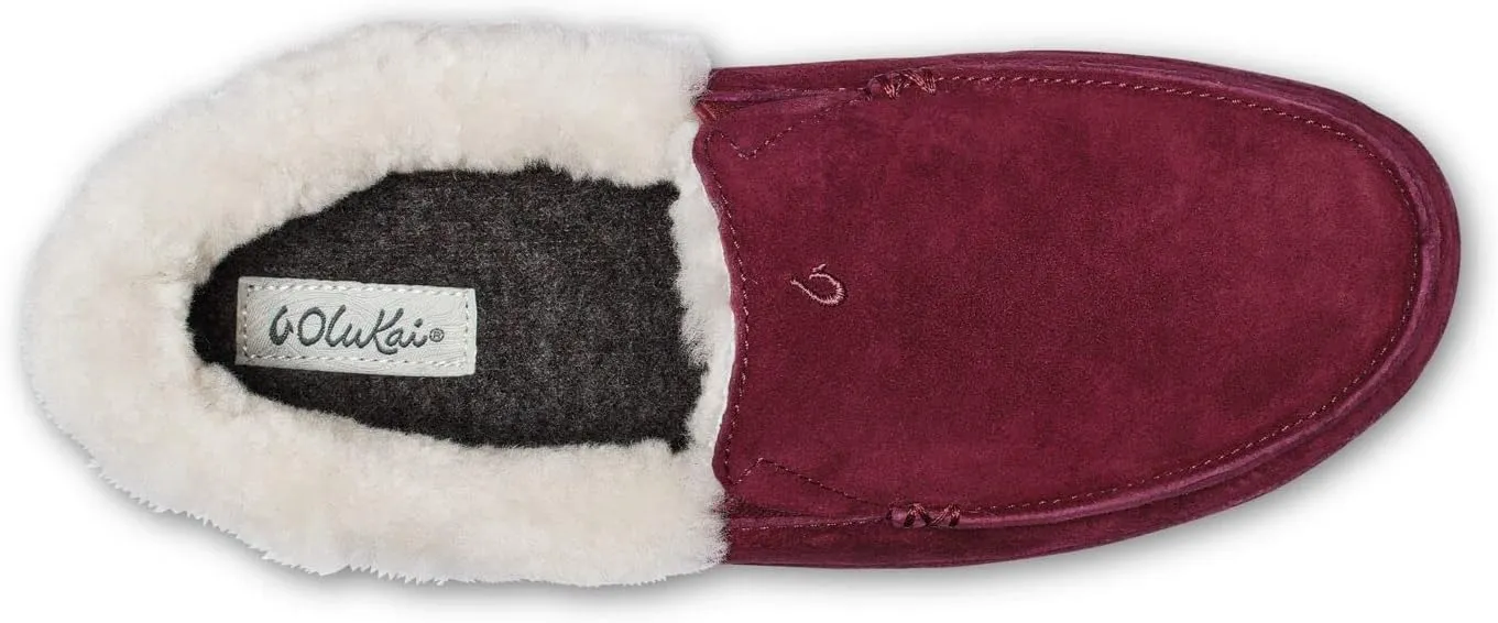 OLUKAI Ku'una Slipper, Women's Slip-On Shoes, Genuine Shearling & Premium Nubuck Leather, Drop-in Heel Design, Cozy & Ultra-Soft Comfort Fit