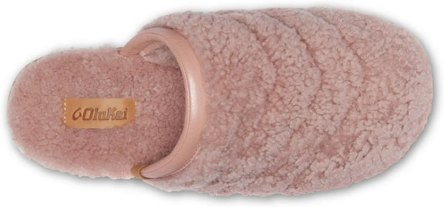 OLUKAI Pupu Mua Women's Slipper, Cozy Slip-On Shoes, Genuine Shearling & Premium Nubuck Leather