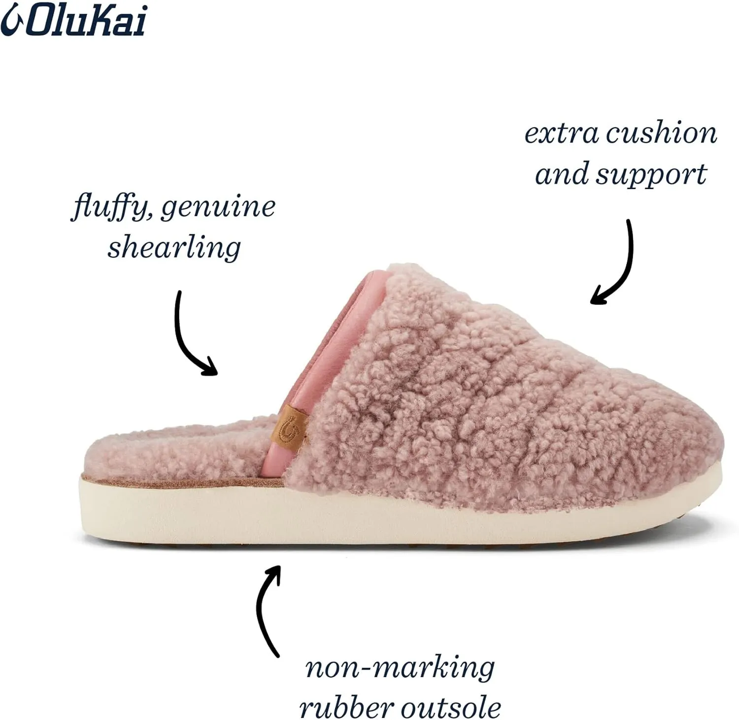 OLUKAI Pupu Mua Women's Slipper, Cozy Slip-On Shoes, Genuine Shearling & Premium Nubuck Leather