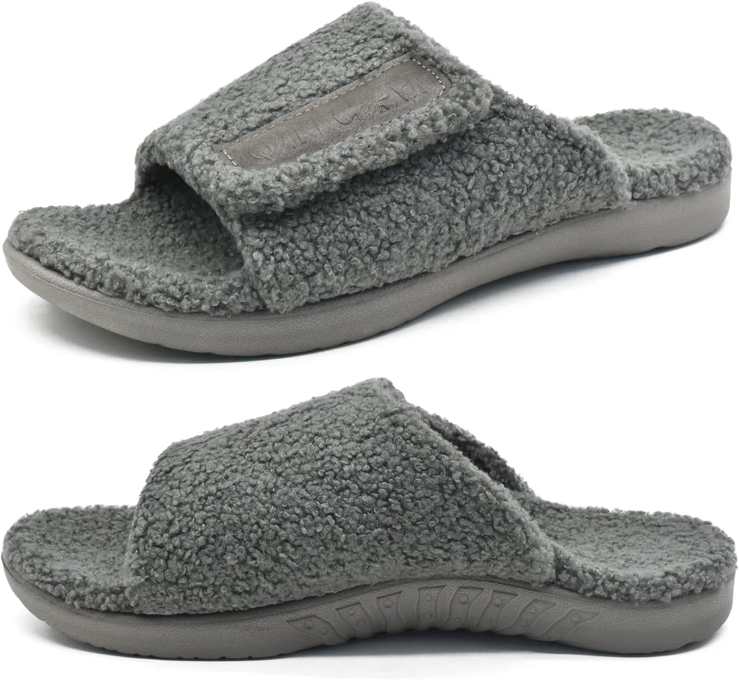 ONCAI Mens House Slippers with Arch Support，Fur Slides with Orthopedic for Plantar Fasciitis Wide Footbed and Adjustable Straps Size 7.5-15