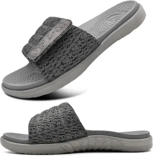ONCAI Mens Sandals, Arch Support Sport Slides Open Toe Adjustable Straps Orthotic Cushioned Footbed for Plantar Fasciitis Rubber Soles Size 7.5-15