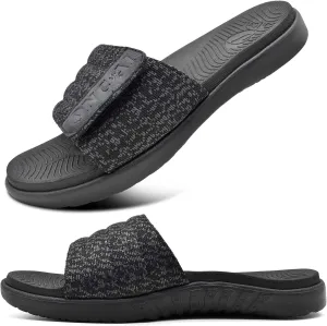 ONCAI Mens Sandals, Arch Support Sport Slides Open Toe Adjustable Straps Orthotic Cushioned Footbed for Plantar Fasciitis Rubber Soles Size 7.5-15