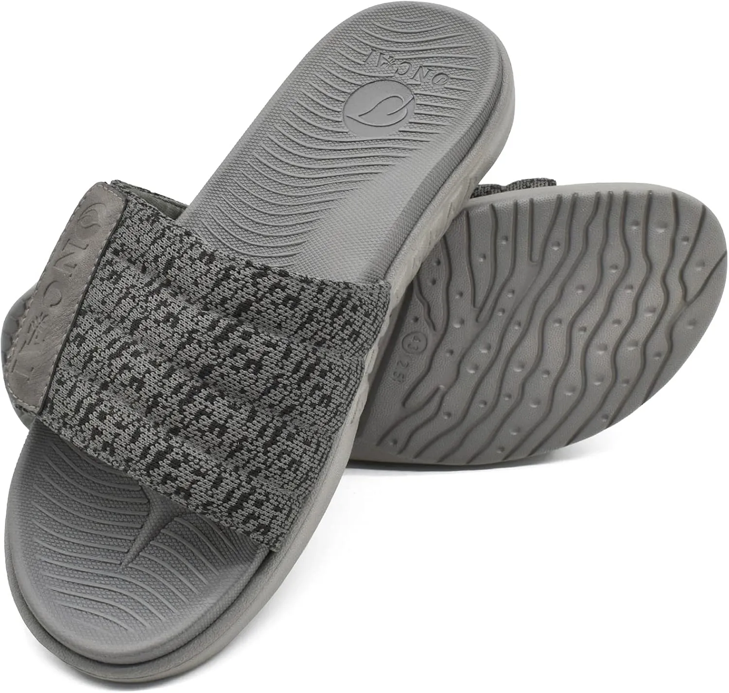 ONCAI Mens Sandals, Arch Support Sport Slides Open Toe Adjustable Straps Orthotic Cushioned Footbed for Plantar Fasciitis Rubber Soles Size 7.5-15