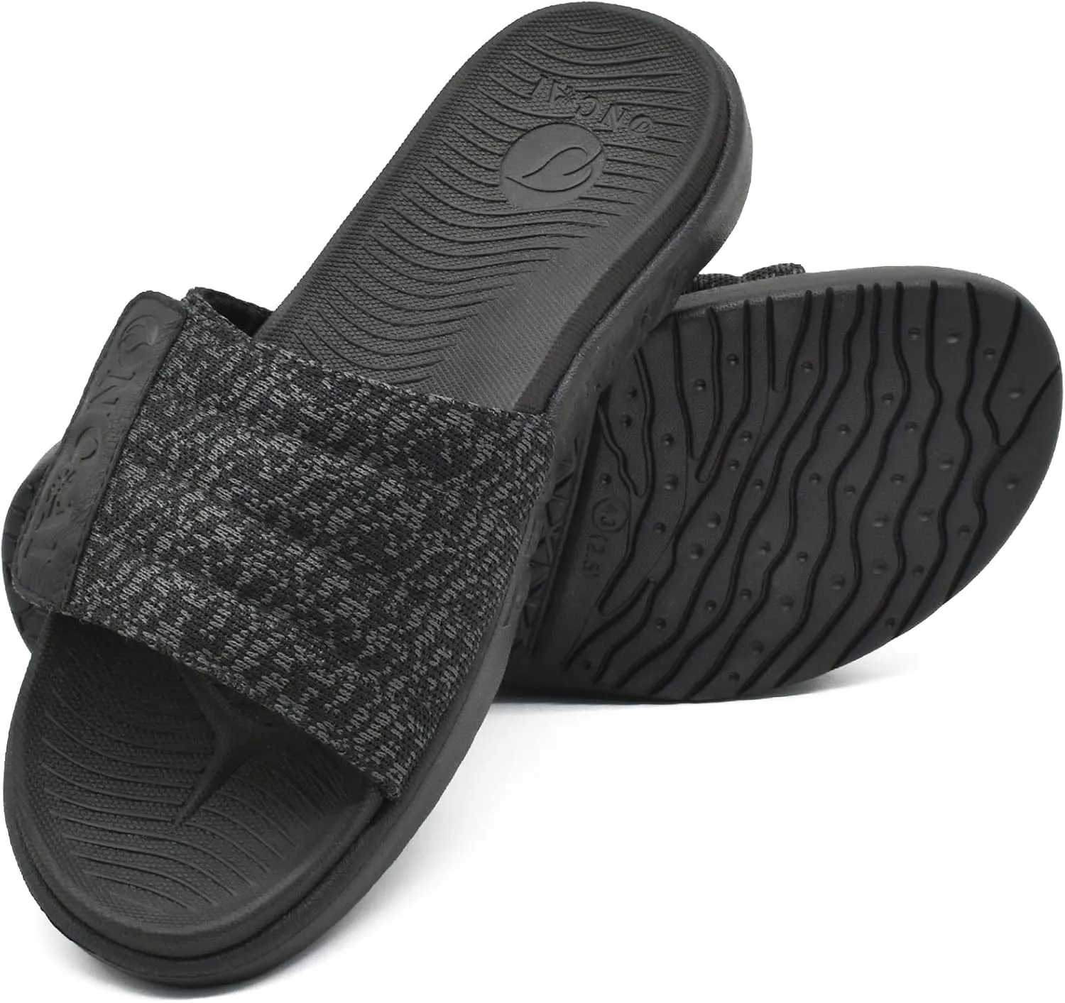 ONCAI Mens Sandals, Arch Support Sport Slides Open Toe Adjustable Straps Orthotic Cushioned Footbed for Plantar Fasciitis Rubber Soles Size 7.5-15