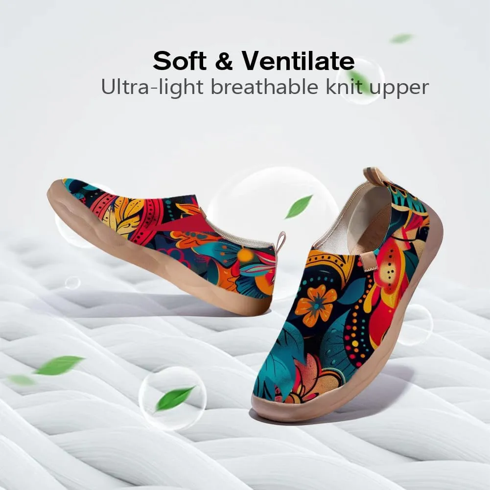 Onehorse Women's Casual Travel Shoes Paisley Painted Breathable Sock Slip-Ons Loafers Knit Tennis Sneakers