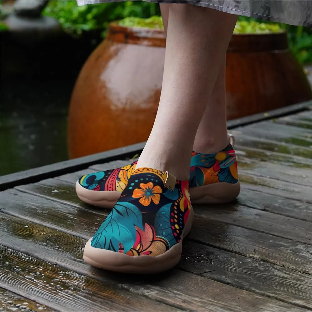 Onehorse Women's Casual Travel Shoes Paisley Painted Breathable Sock Slip-Ons Loafers Knit Tennis Sneakers