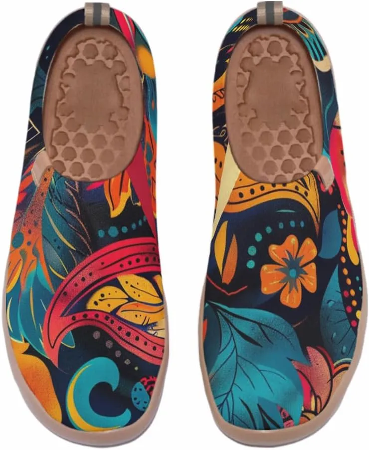 Onehorse Women's Casual Travel Shoes Paisley Painted Breathable Sock Slip-Ons Loafers Knit Tennis Sneakers