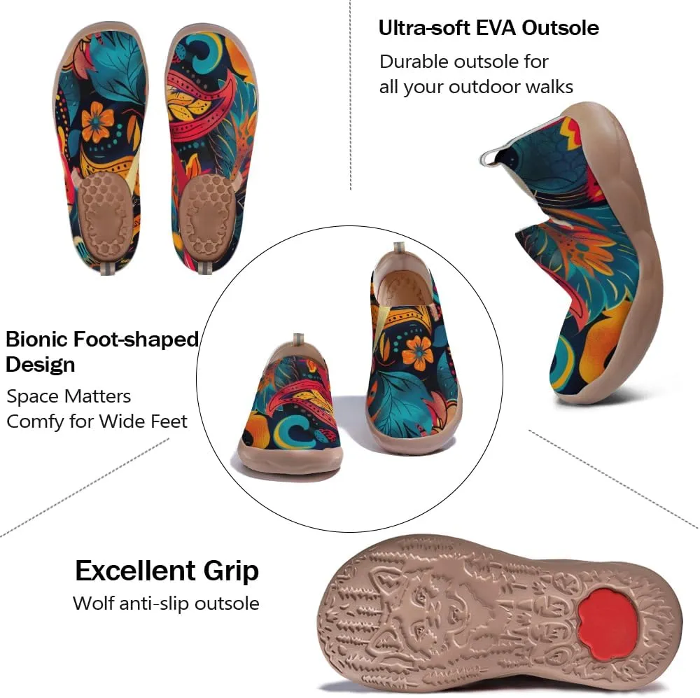 Onehorse Women's Casual Travel Shoes Paisley Painted Breathable Sock Slip-Ons Loafers Knit Tennis Sneakers