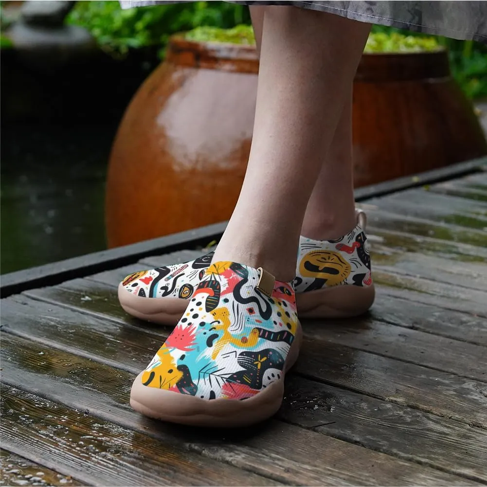 Onehorse Women's Walking Shoes Sock Slip-On Casual Loafers Travel Painted Sneakers Mesh Breathable
