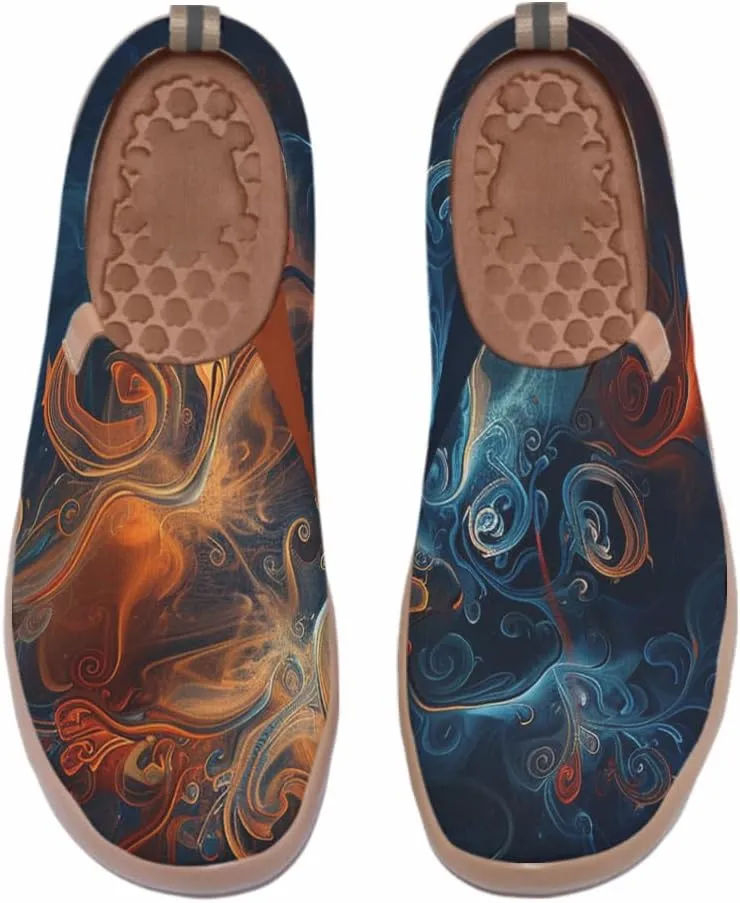 Onehorse Women's Walking Shoes Sock Slip-On Casual Loafers Travel Painted Sneakers Mesh Breathable
