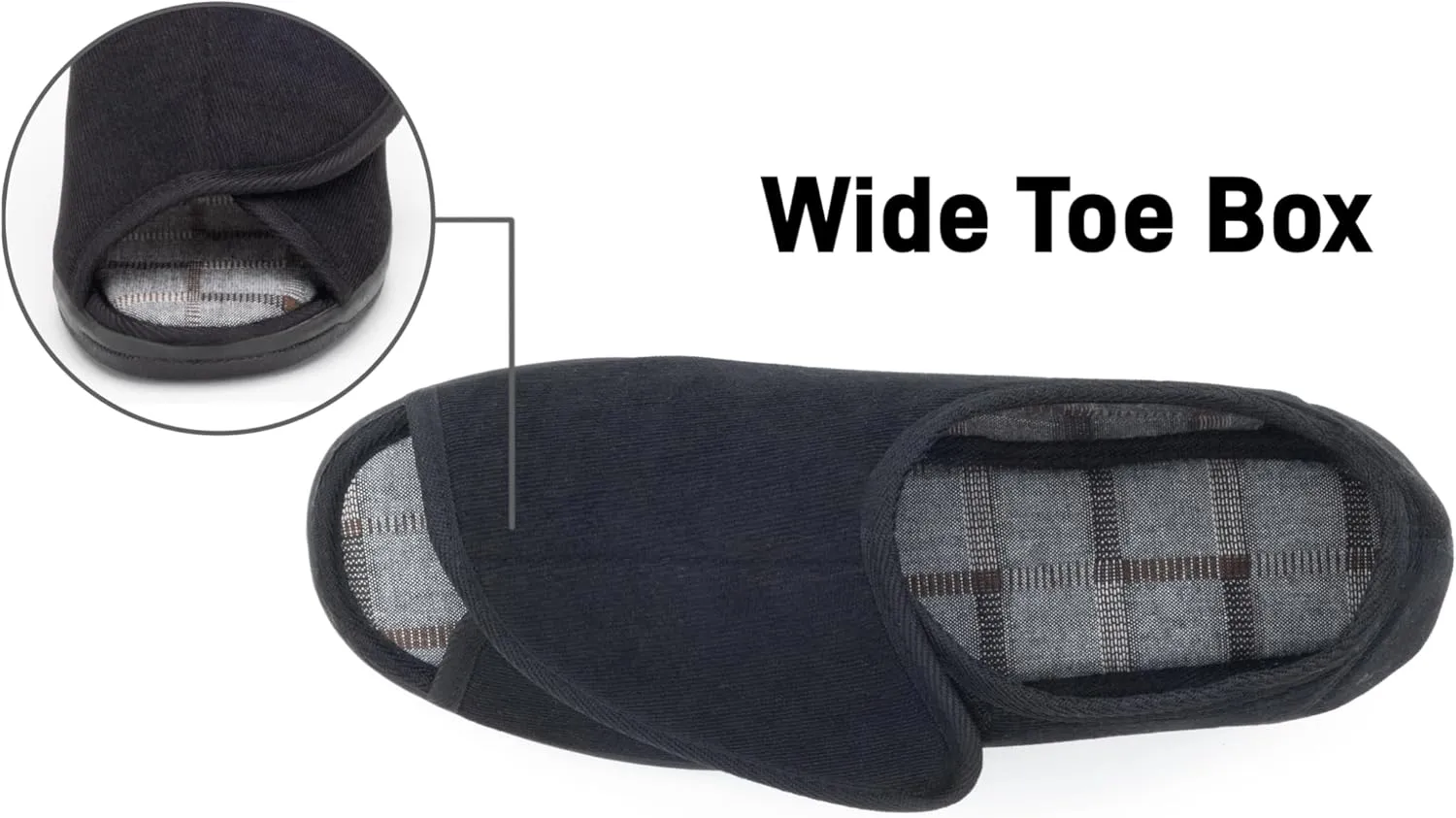 Open Toe Diabetic Slippers for Men Extra Wide Width, Memory Foam Open Toe House Shoes Non Slip - For Seniors Arthritis Swollen Feet