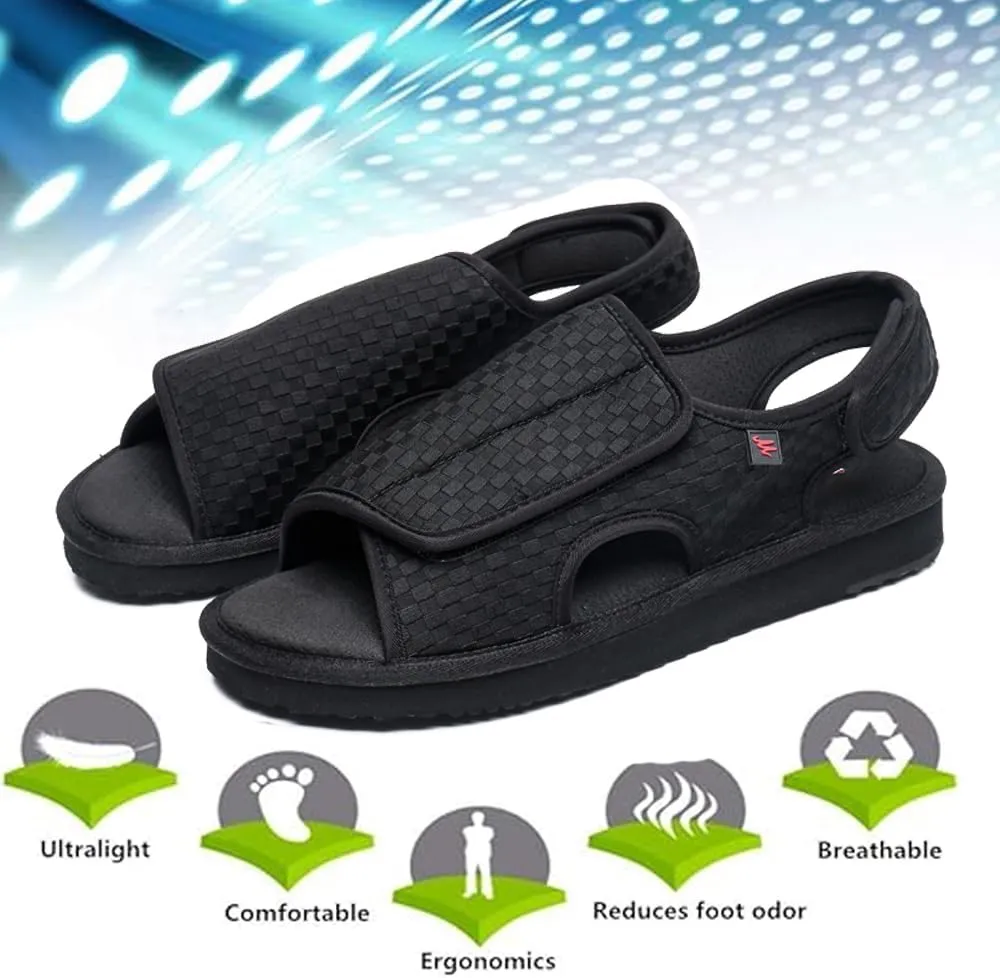 Open Toe Sandals for Men,Lightweight Comfort,Hiking Outdoor Non-slip Sandals,Adjustable Diabetic Shoes Suitable for the elderly,people with hallux valgus and foot deformity