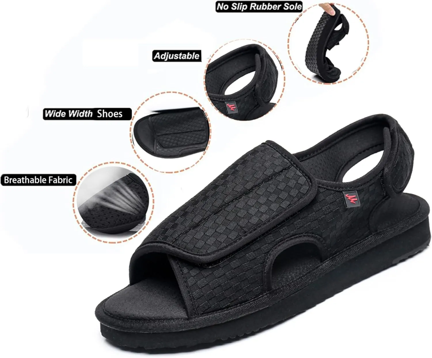 Open Toe Sandals for Men,Lightweight Comfort,Hiking Outdoor Non-slip Sandals,Adjustable Diabetic Shoes Suitable for the elderly,people with hallux valgus and foot deformity