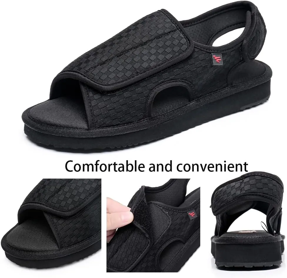 Open Toe Sandals for Men,Lightweight Comfort,Hiking Outdoor Non-slip Sandals,Adjustable Diabetic Shoes Suitable for the elderly,people with hallux valgus and foot deformity