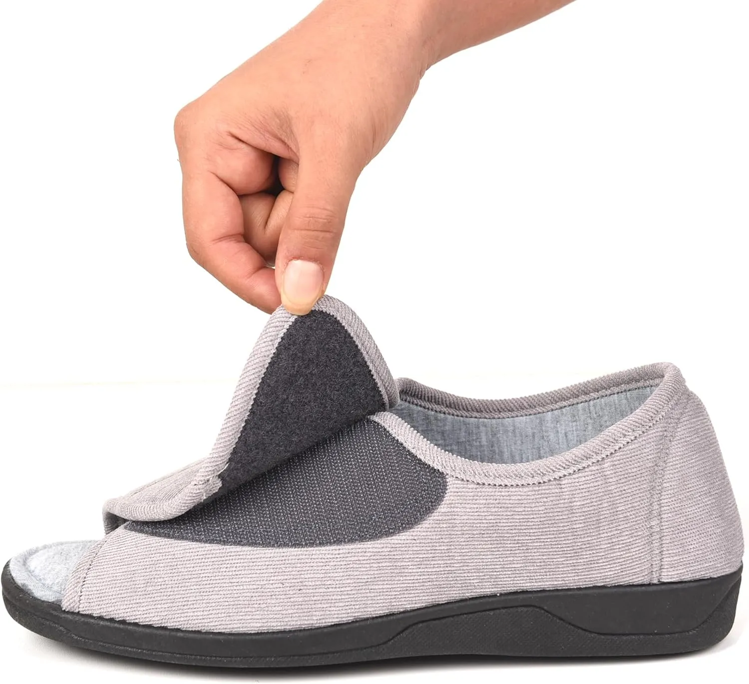 Open Toe Woman Diabetic Slippers, Memory Foam, Adjustable Closure, Orthopedic Walking Slippers for Indoor and Outdoor Use, Comfortable for Arthritis Swollen Feet Edema