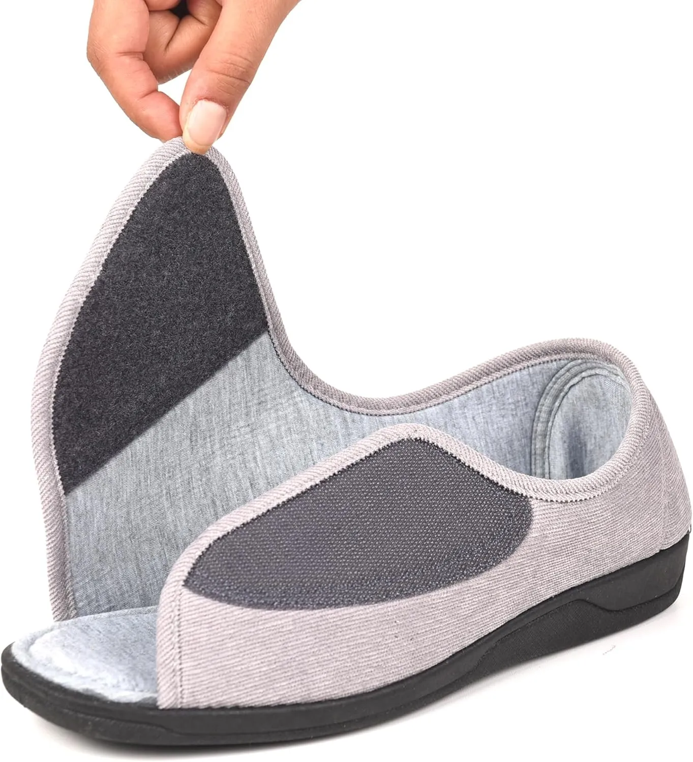 Open Toe Woman Diabetic Slippers, Memory Foam, Adjustable Closure, Orthopedic Walking Slippers for Indoor and Outdoor Use, Comfortable for Arthritis Swollen Feet Edema