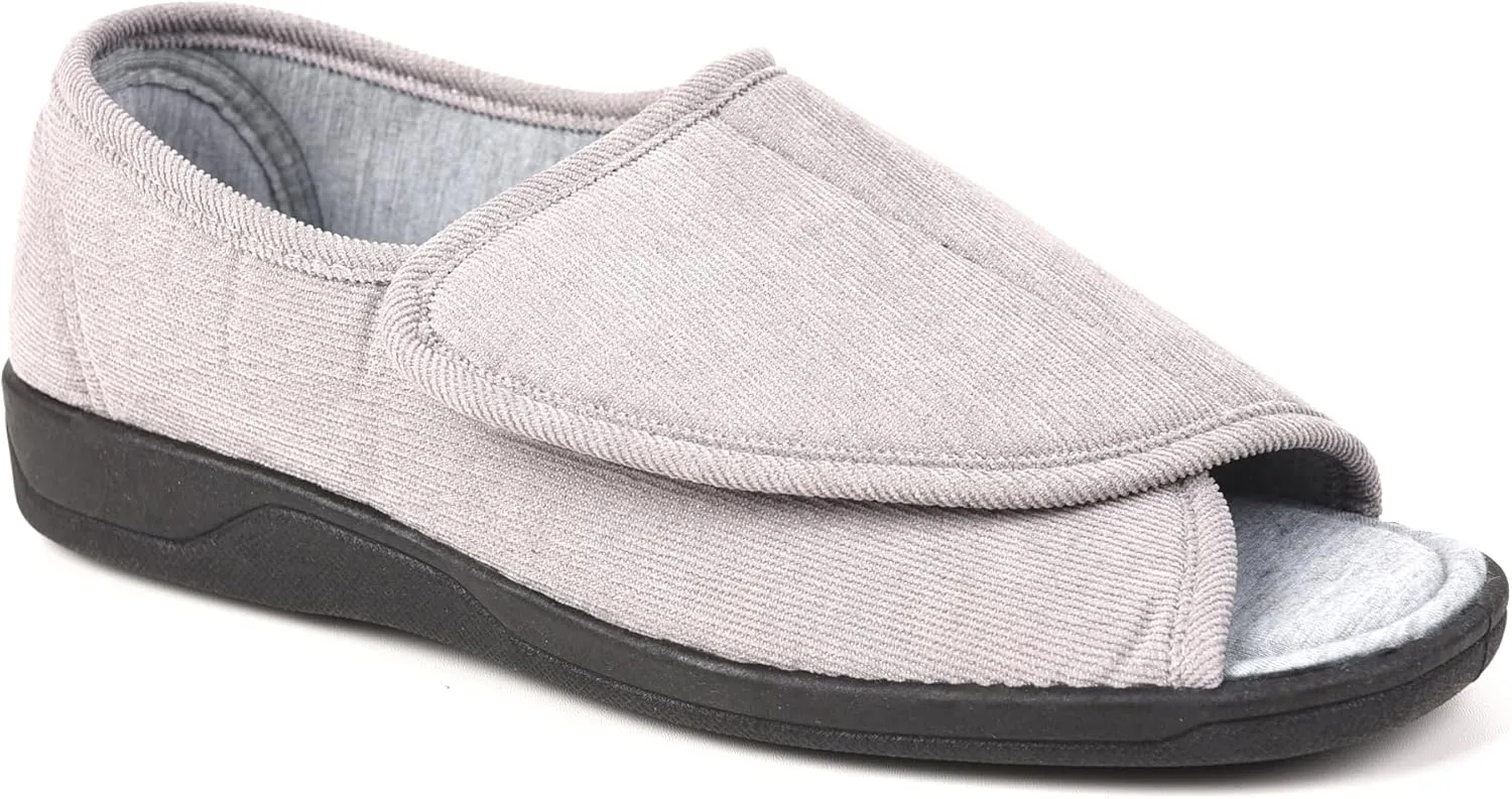 Open Toe Woman Diabetic Slippers, Memory Foam, Adjustable Closure, Orthopedic Walking Slippers for Indoor and Outdoor Use, Comfortable for Arthritis Swollen Feet Edema