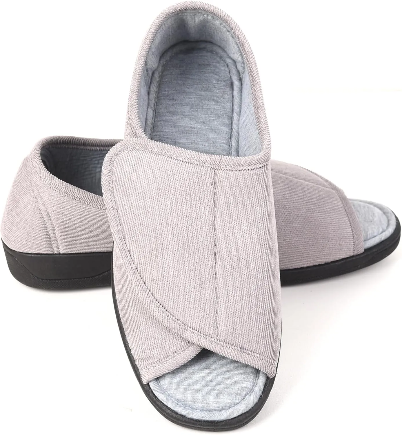 Open Toe Woman Diabetic Slippers, Memory Foam, Adjustable Closure, Orthopedic Walking Slippers for Indoor and Outdoor Use, Comfortable for Arthritis Swollen Feet Edema